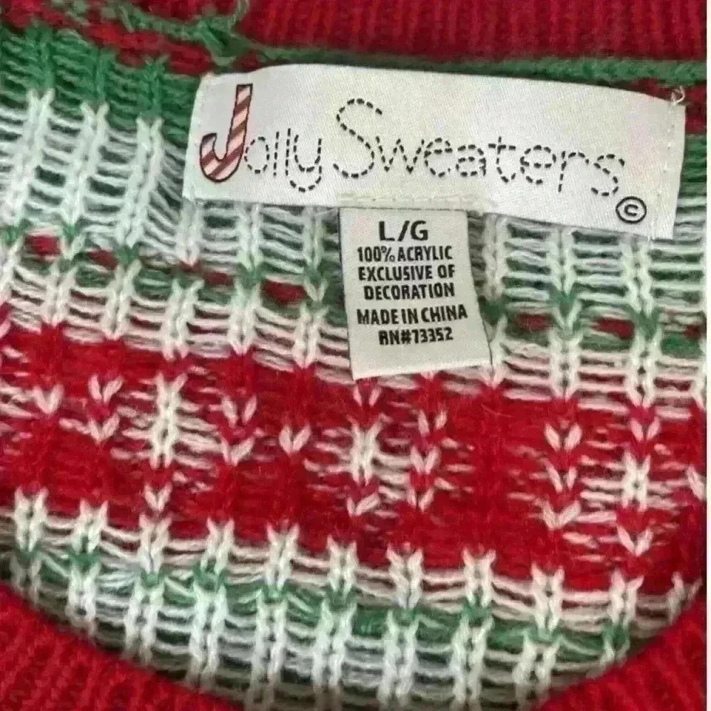 Jolly Ugly christmas embroidered Cat sweater Women’s Large Green Red Color - Picture 4 of 7